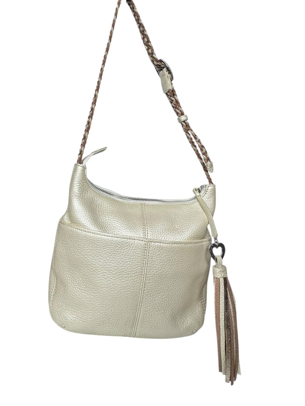 Brighton Barbados Hobo Shoulder Bag in Zinc Pearl - Champagne Gold